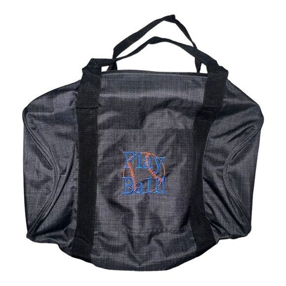 Thirty-One Junior Rec Duffle Bag Black Cross Pop Play Ball Baseball Embroidered - Picture 1 of 6